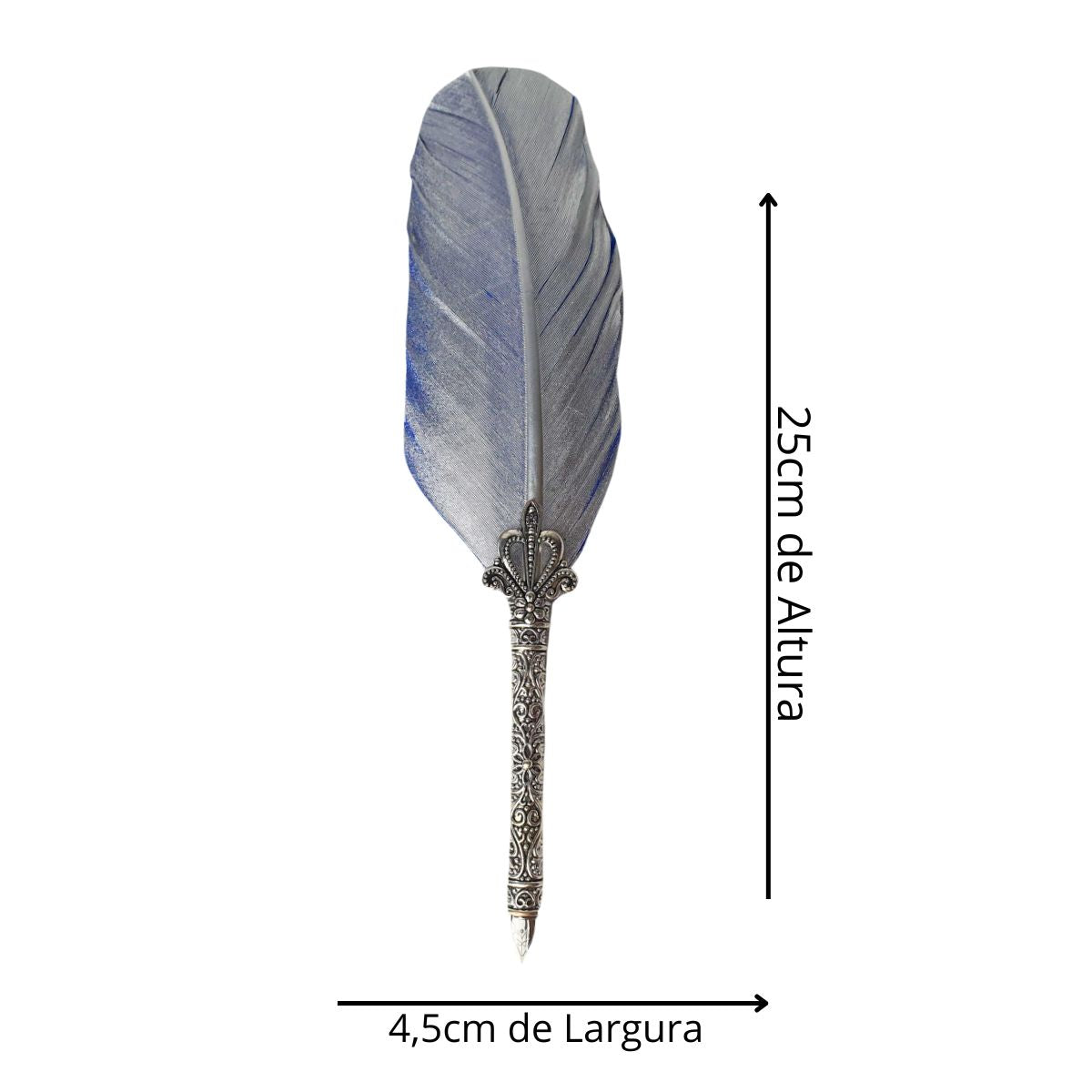 Caneta Tinteiro Simples Pena Prateada e Azul Caneta Tinteiro Simples Pena Prateada e Azul